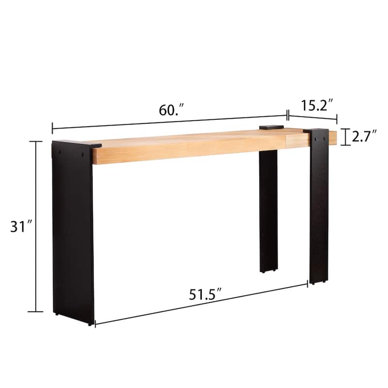 Rustic Industrial Console Table - 60" Entryway Table with Engineered Wood Top & Distressed Faux Rust Metal Legs