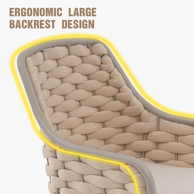 Outdoor Metal High Arm Barstool Chair with Cushions (set of 2)