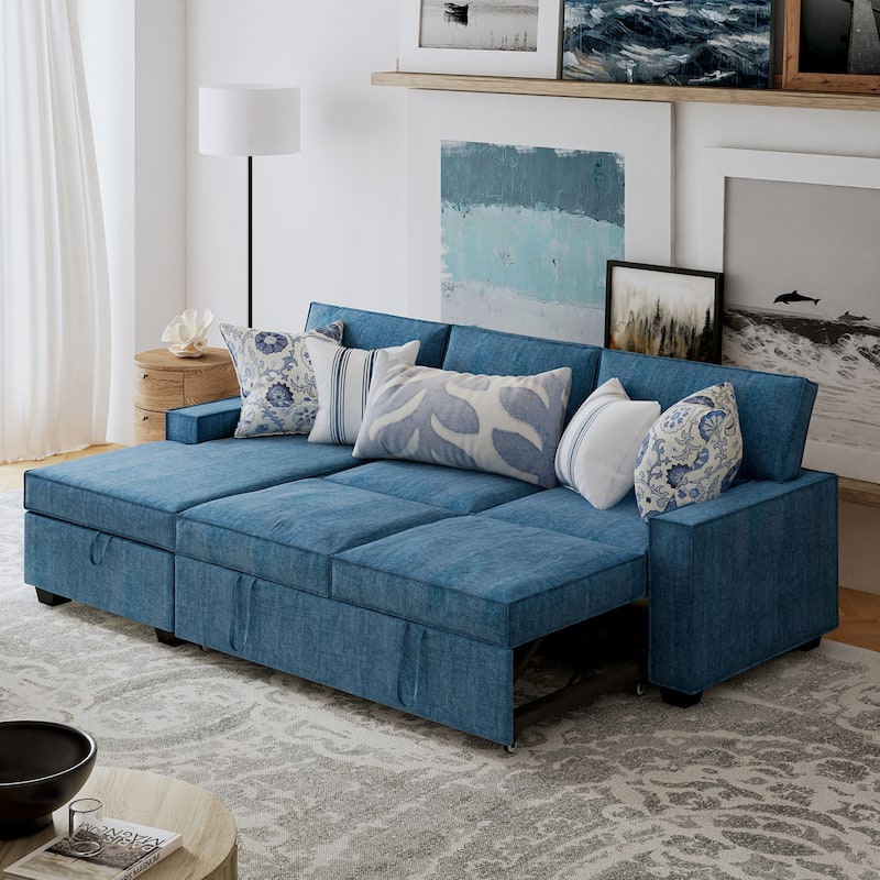 Badari Modern Pull Out Sleeper Sofa&Chaise with Storage by HULALA HOME