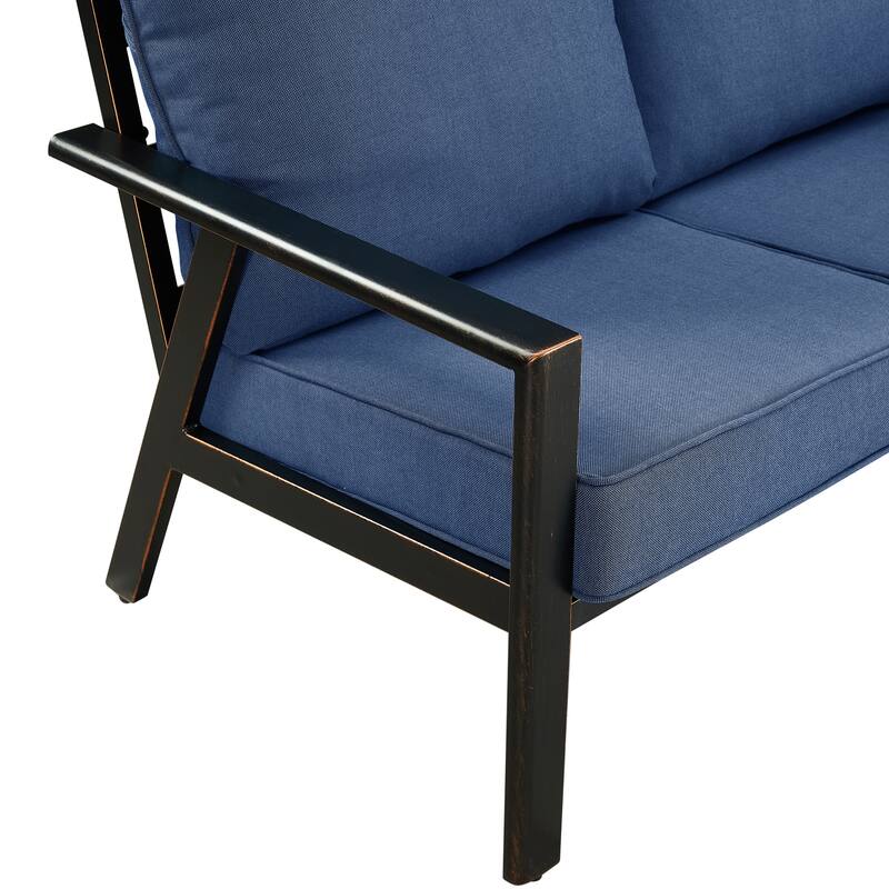 Black Aluminum Deep Seating Deep Seating Sofa with Cushions