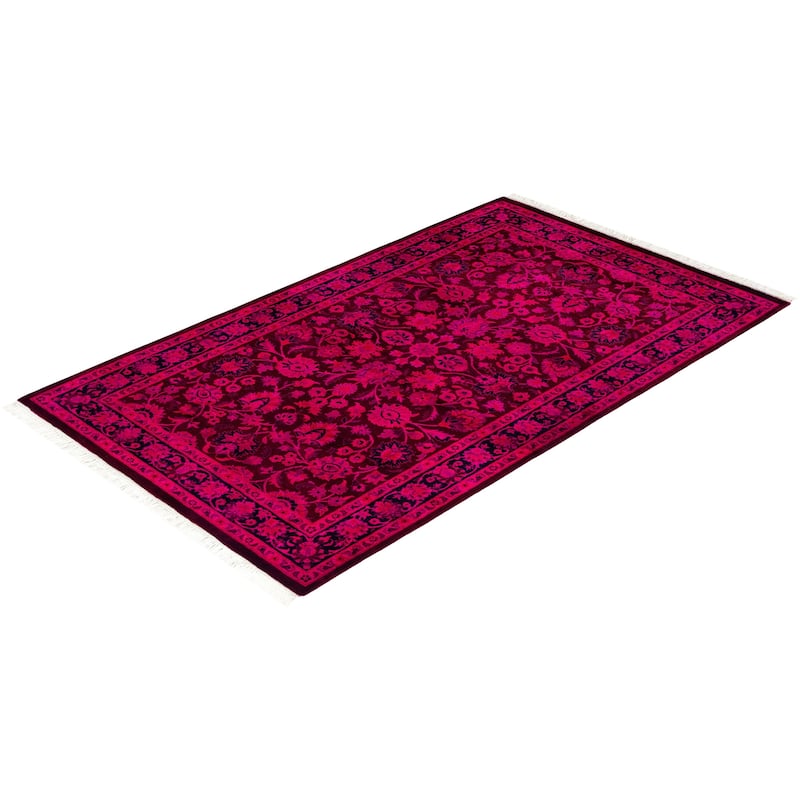 Overdyed, One-of-a-Kind Hand-Knotted Area Rug - Pink - 3' 2" x 5' 3"