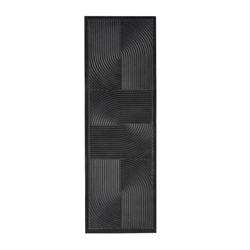 Wooden Geometric Handmade Carved Panel Home Wall Decor with Looped Sand Art Design- Black or White - CosmoLiving by Cosmopolitan