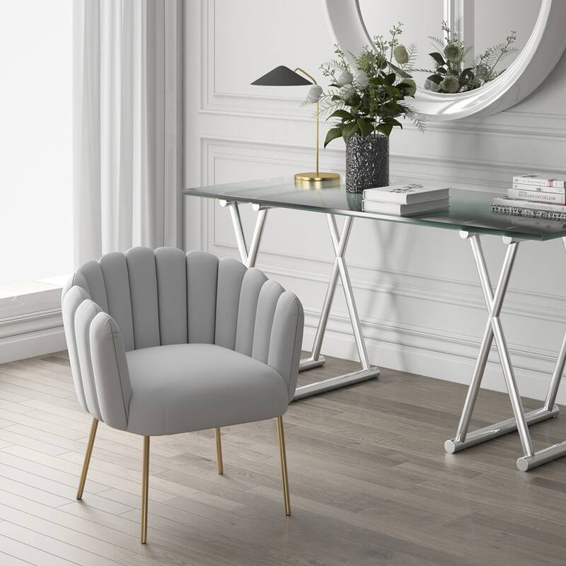 Doloris Mid-century Modern Light Velvet Upholstered Feather Side Chair