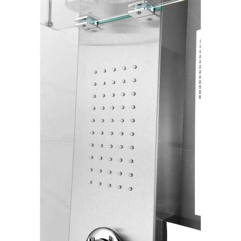 ANZZI Coastal Full Body Shower Panel with Heavy Rain Shower in Brushed Steel