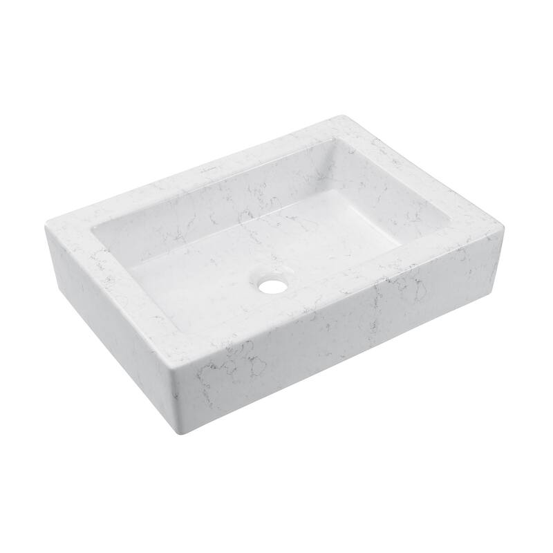 Lausanne 22" Ceramic Vessel Bathroom Sink In Static White - 15.75" x 22.5" 5.25" - 15.75" x 22.5" 5.25" - White Marble