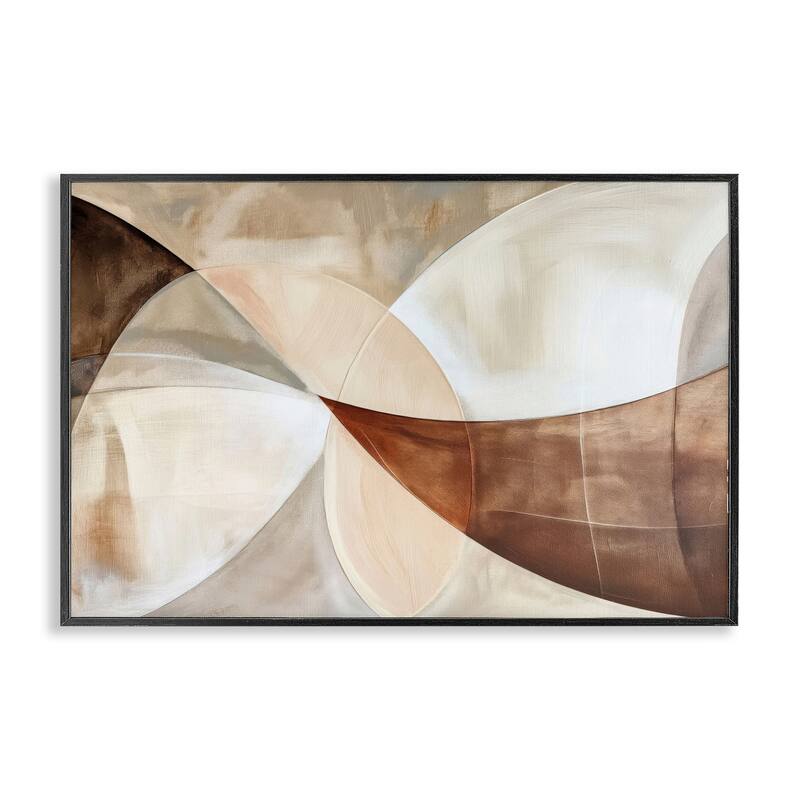 Stupell Curved Neutral Tones Abstraction Framed Giclee Art Design By LSR Creative Studio - 18 x 12 - Black