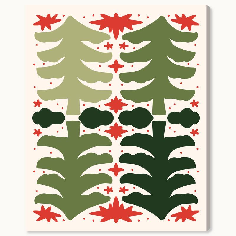 Wynwood Studio Canvas Holiday and Seasonal Green Pines Agreement Green Modern & Contemporary Wall Art Canvas Print