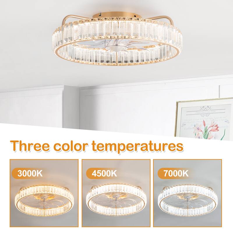 20-In LED Rosa Gold Chandelier Ceiling Fan with Light Remote(7-blade)
