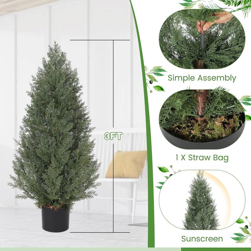 3 Ft Artificial Topiary Trees for Outdoor Set of 2