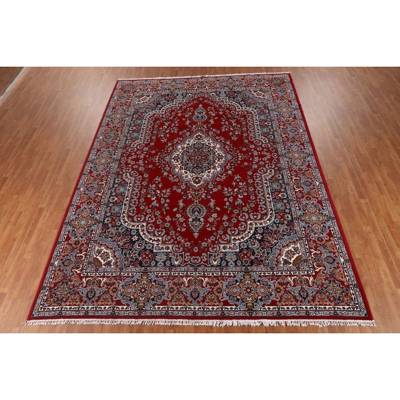 Medallion Red Tabriz Turkish Area Rug Living Room Machine Made Carpet - 9'8" x 12'11"