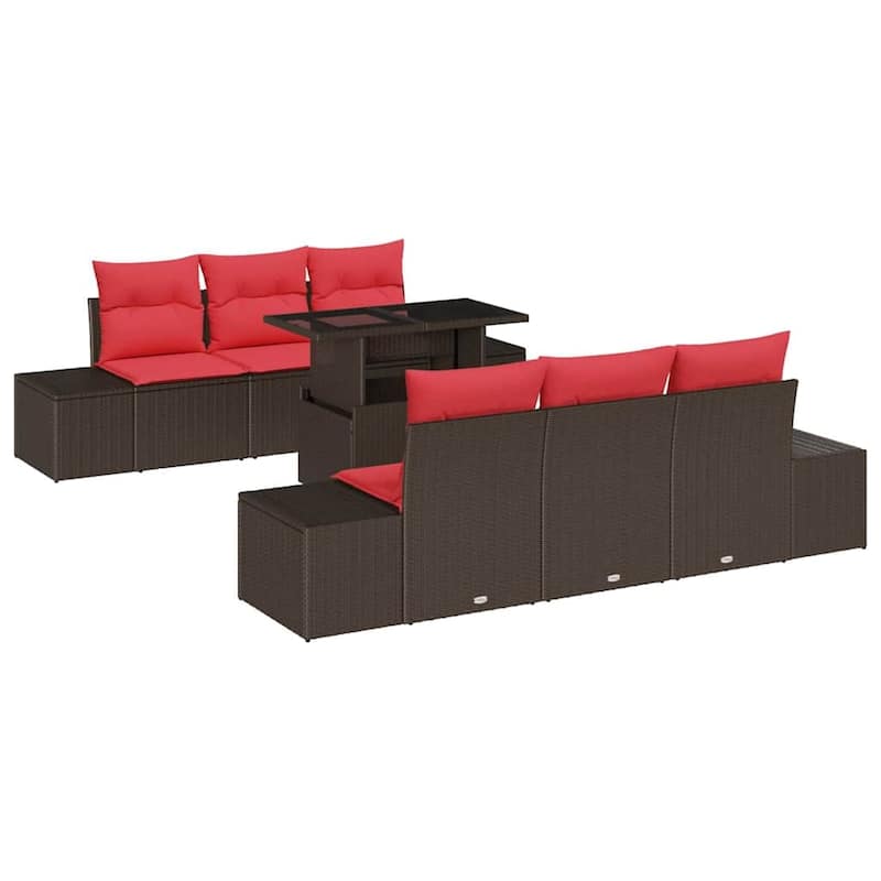 vidaXL 7 Piece Garden Sofa Set with Cushions - 94.1×24.4×27.2