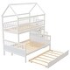 preview thumbnail 7 of 7, MDF Full Size Twin House Bunk Bed with Storage Staircase and Trundle,Full-Length Guardrail