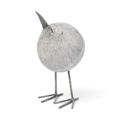 HomeRoots 8" Off White Resin And Metal Snipe Bird Tabletop Sculpture - 6" W x 6" D x 8" H