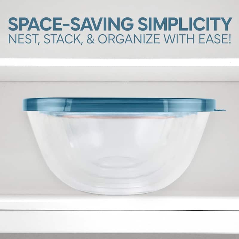 COOK WITH COLOR 12 Pc Glass Nesting Mixing Bowl Set with Lids for Cooking and Prep