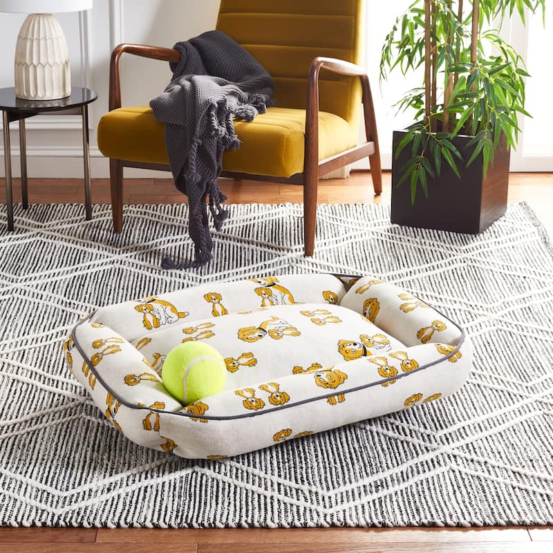 SAFAVIEH Neveah Dog Bed - 24Wx28Dx6H - Ivory/Gold