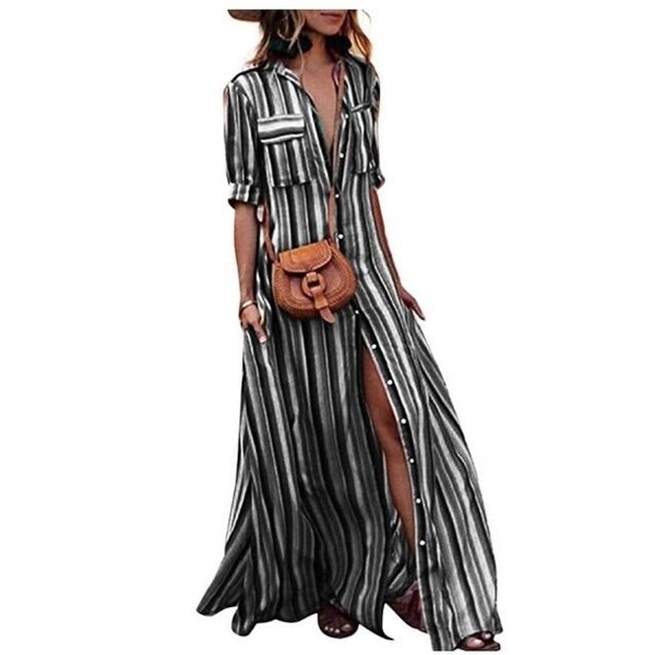 striped boho maxi dress