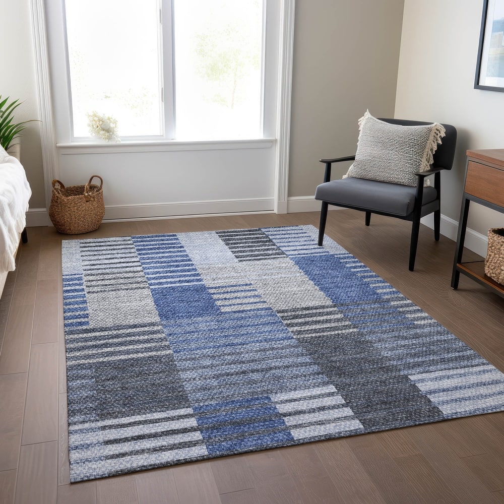 Machine Washable Indoor/ Outdoor Chantille Contemporary Stripes Rug