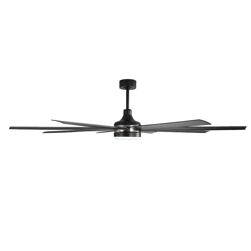 65 Inch Black Large Ceiling Fan with Light Remote(8-Blade)