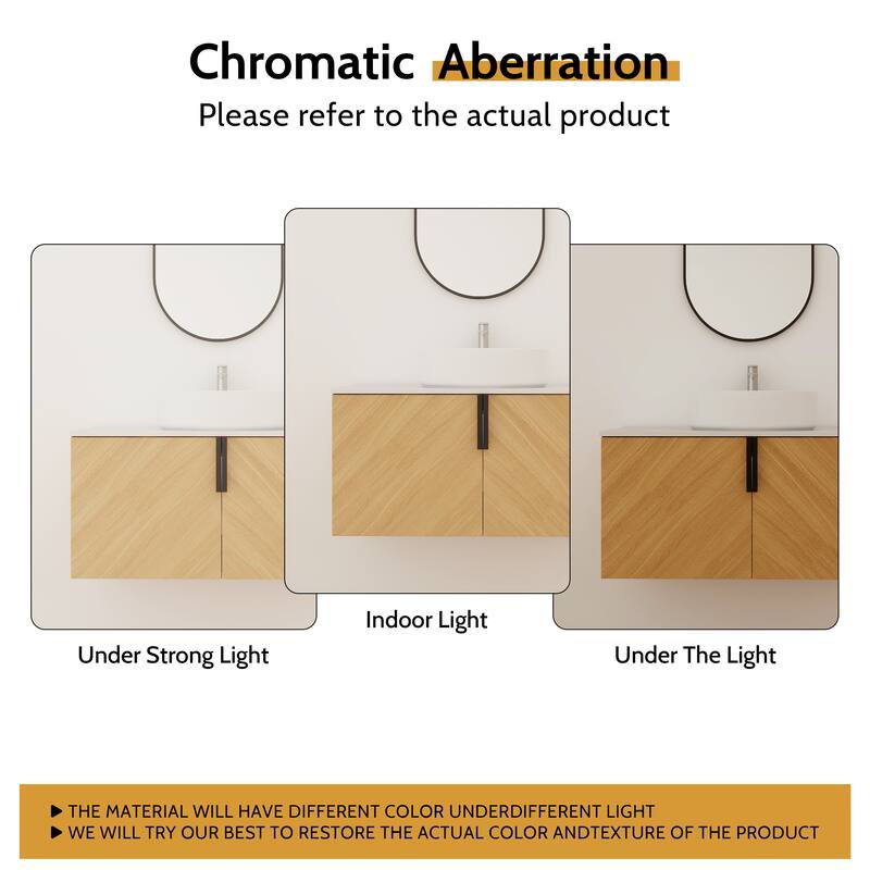 Bathroom Vanity With Sink In 30/36 Inch, Floating Bathroom Vanity With 2 Soft Close Doors