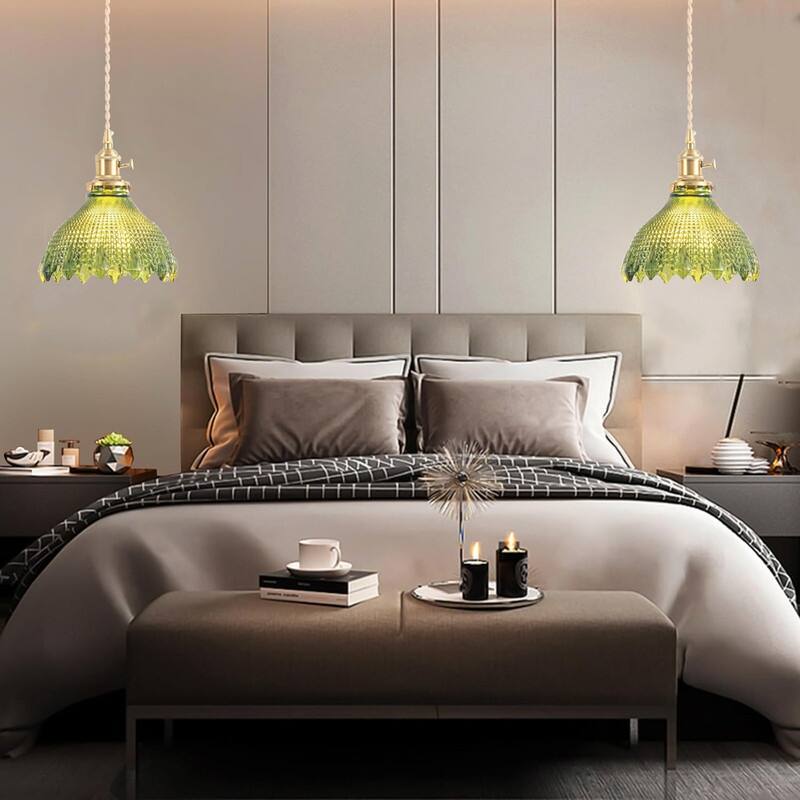 7.8 INCH vintage light fixtures Bell green pendant lights glass kitchen island lights