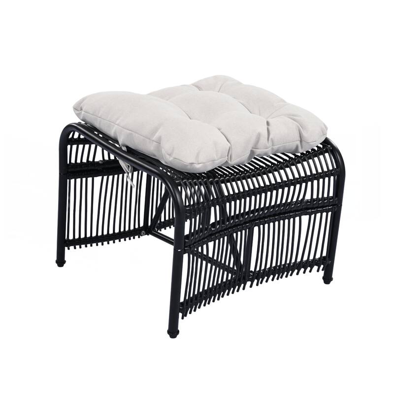 3 Pieces Wicker Outdoor Patio Furniture Set with Lounge Chair