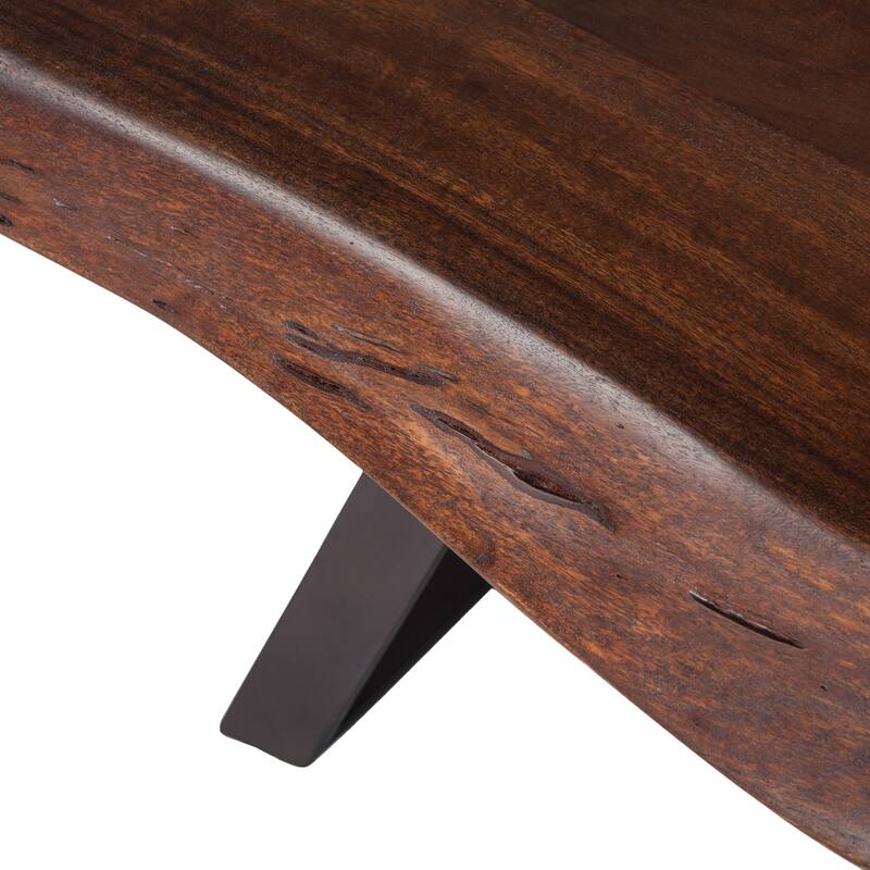 Nottingham 90-Inch Acacia Wood Dining Bench in Walnut Finish