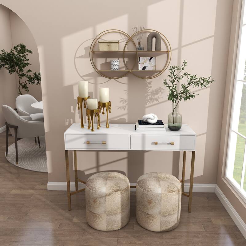 Metal Round 2 Shelves Wall Shelf - Gold - CosmoLiving by Cosmopolitan
