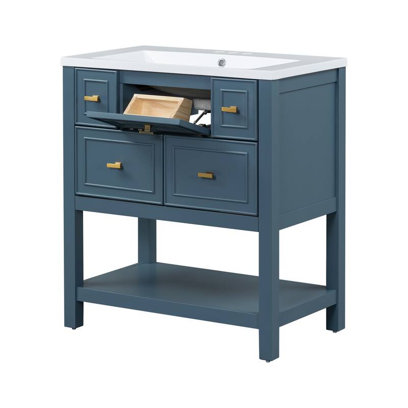 Free Standing Single Vanity Set with 5 Drawers
