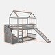 preview thumbnail 41 of 39, Twin Over Twin Bunk Bed with Slide, House Bed with Slide