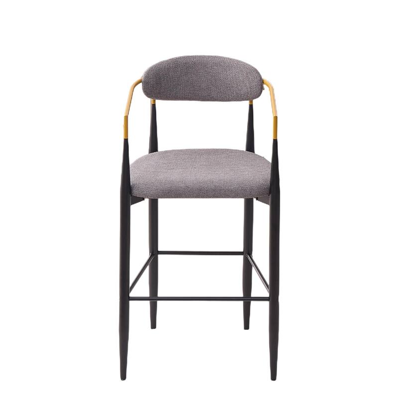 Modern Upholstered Bar Stool with Gold-Accented Armrests - 23" Seat Height,Ergonomic Design for Kitchen Island,2PCS/CTN