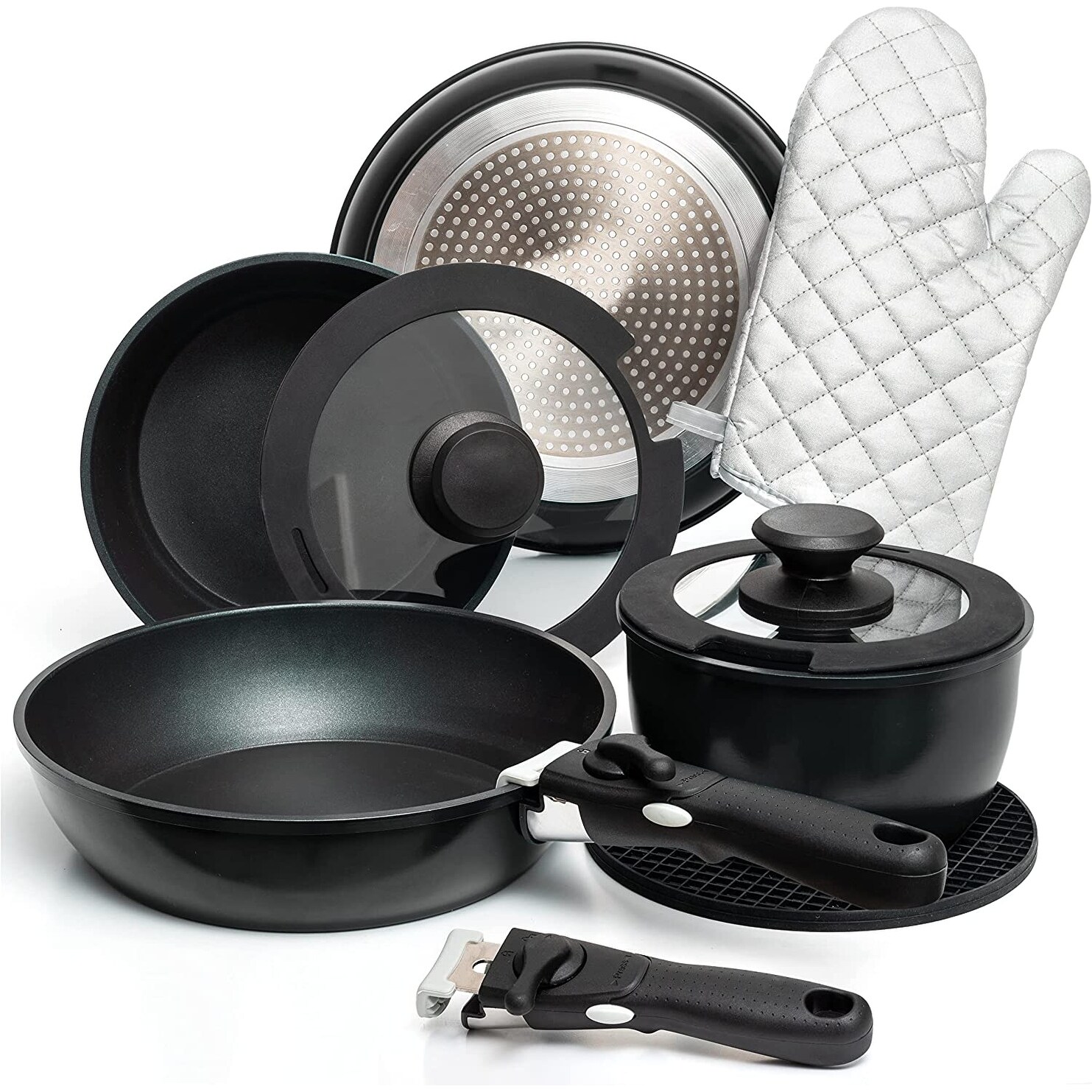 Granite Detachable Handle Induction Cookware Set-Kitchen Academy