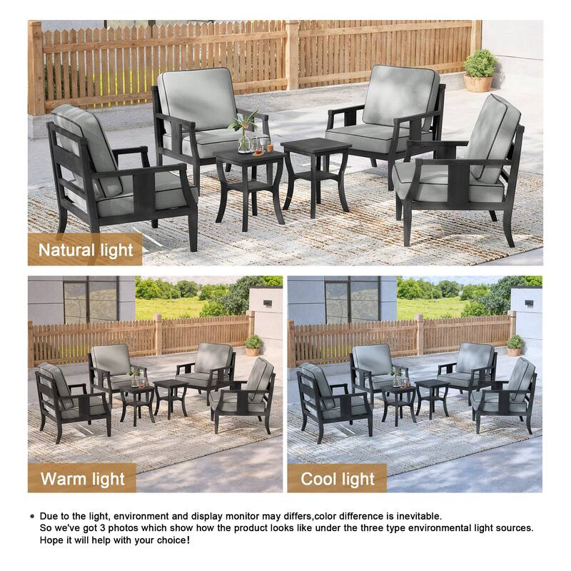 6-piece Outdoor Teak Seating Set Club Chairs with Cushions
