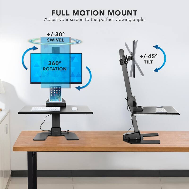 Mount-It! Standing Desk Sit-Stand Desk Converter Motorized Tabletop Sit Stand Desk with Monitor Mount -