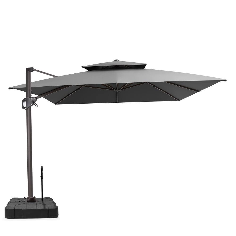 VredHom Patio Outdoor 9 x 11 FT Double Top Aluminum Cantilever-Offset Umbrella with Rod Wheel Base