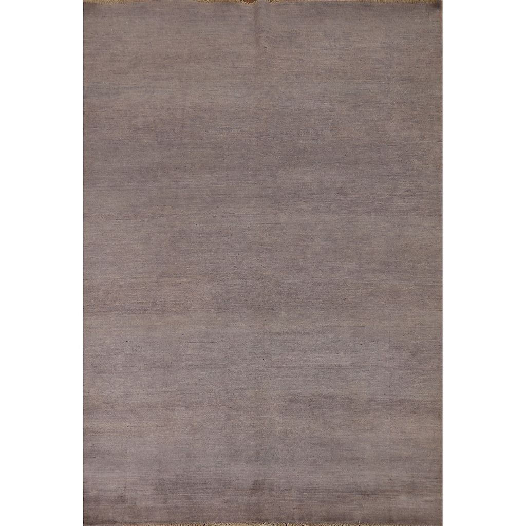 Gray Modern Gabbeh Oriental Area Rug Hand-Knotted Wool Carpet - 5'7"x 7'8"