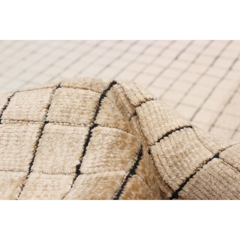 ECARPETGALLERY Hand Loomed Elysian Brown, Green Viscose Rug - 6'8 x 9'5