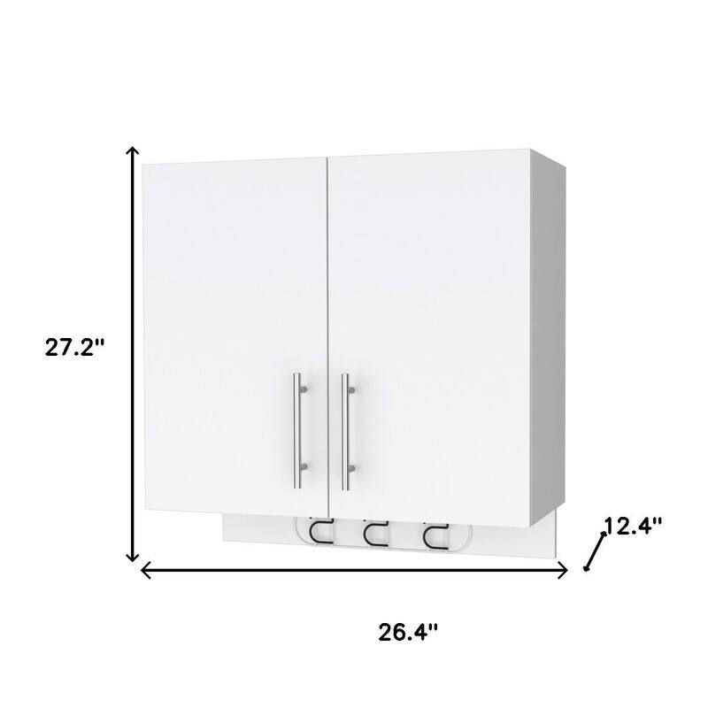 HomeRoots 26" White Accent Cabinet With One Shelf - 26.40 in. x 27.20 in. x 12.40 in.