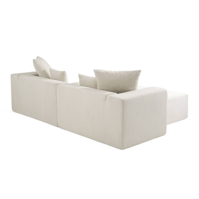 4-Piece Modern Corduroy Modular Sectional Sofa Set with 4 Throw Pillows