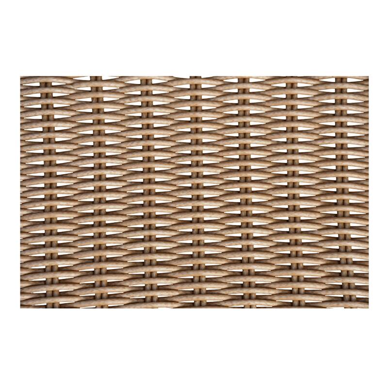 NADAAL STUDIOS Mareth Sofa, Tulip-Shaped Wicker Seat with Cushioned Upholstery, Aluminum Frame, Brown - Seats 3