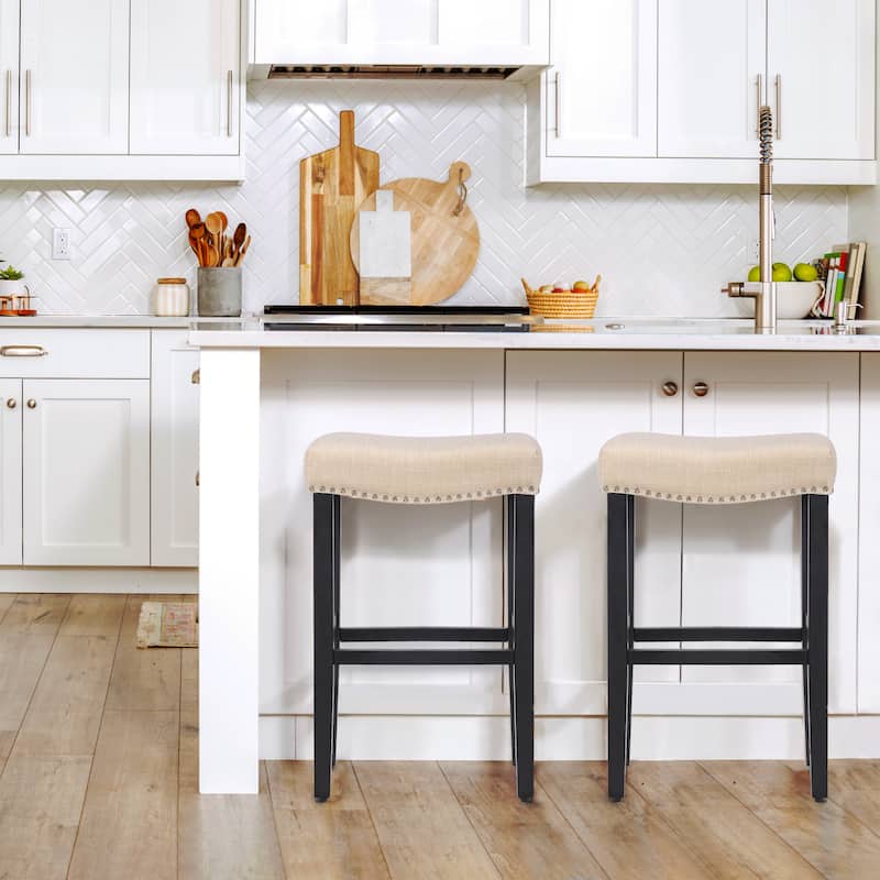 Jameson Upholstered Polyester Black 29 Inch Bar Stool (Set Of 2)