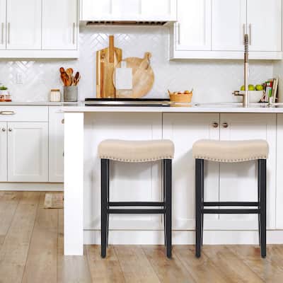 Jameson Upholstered Polyester Black 29 Inch Bar Stool (Set Of 2)