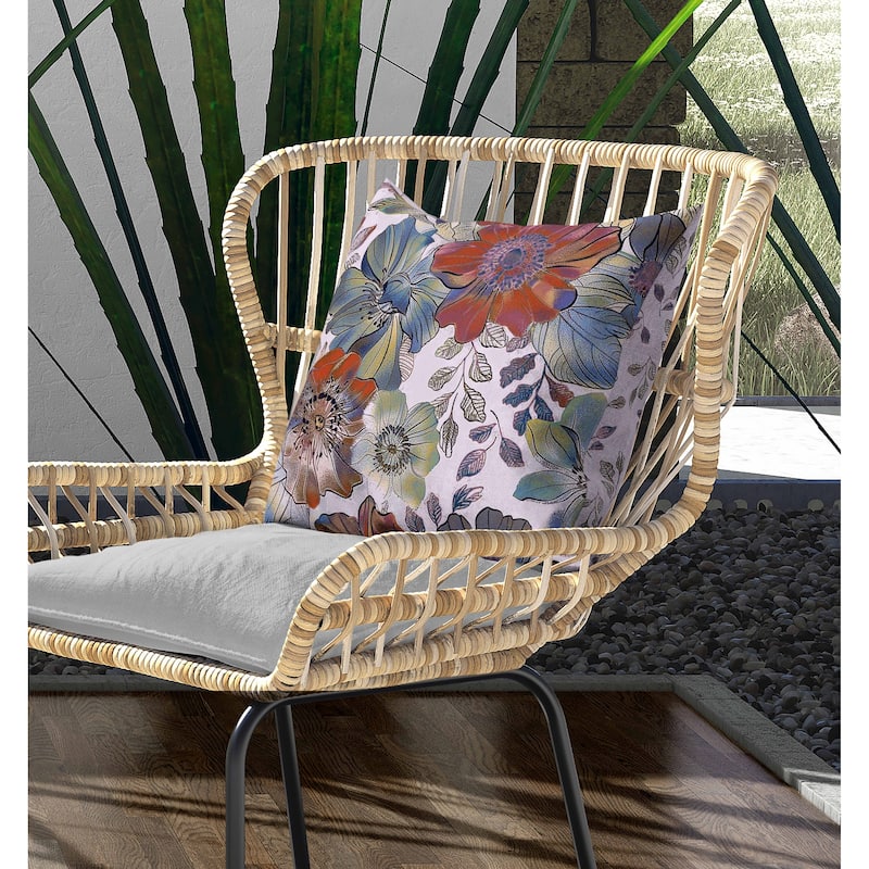 Painted Petalscape Indoor/Outdoor Reversible Throw Pillow Blue and Violet