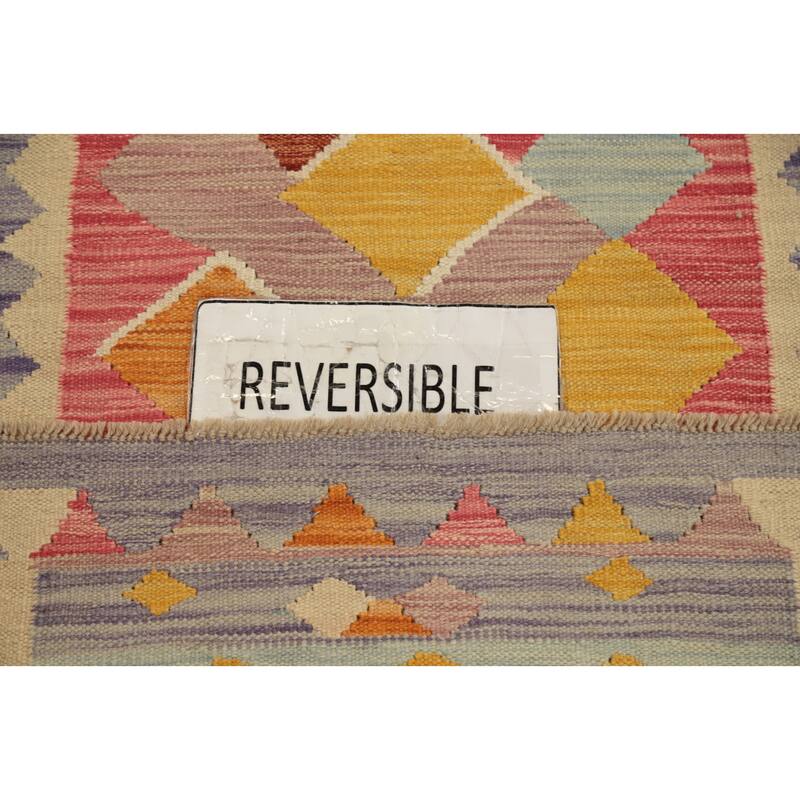 Hand Woven Oriental 100% Wool Carpet Southwestern Modern Pink Kilim Runner Rug - 8' 3'' X 2' 0''