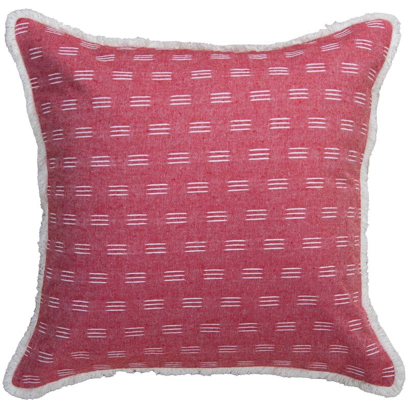 Rizzy Home Drop Stitched Woven Throw Pillow - Cover Only - White/Red
