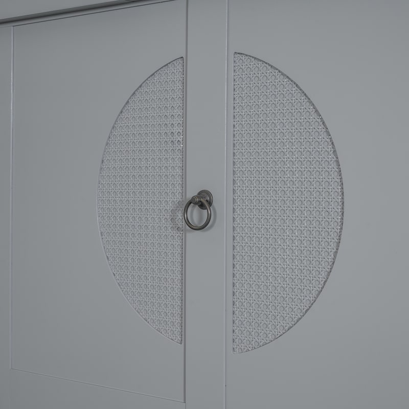 Murphy Bed Cabinet Bed with Circular Carving Pattern and Built-in Charging Station for a Multi-use Guest Room, Home Office