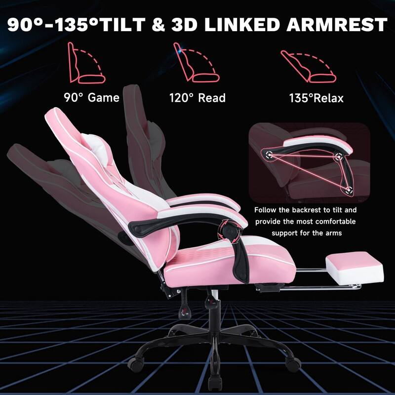 Adults with Footrest Swivel Video Game Chair