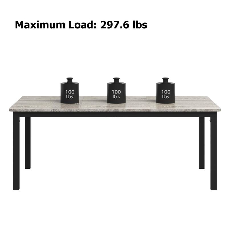 Industrial Dining Table for 6-8 People, with Metal Legs