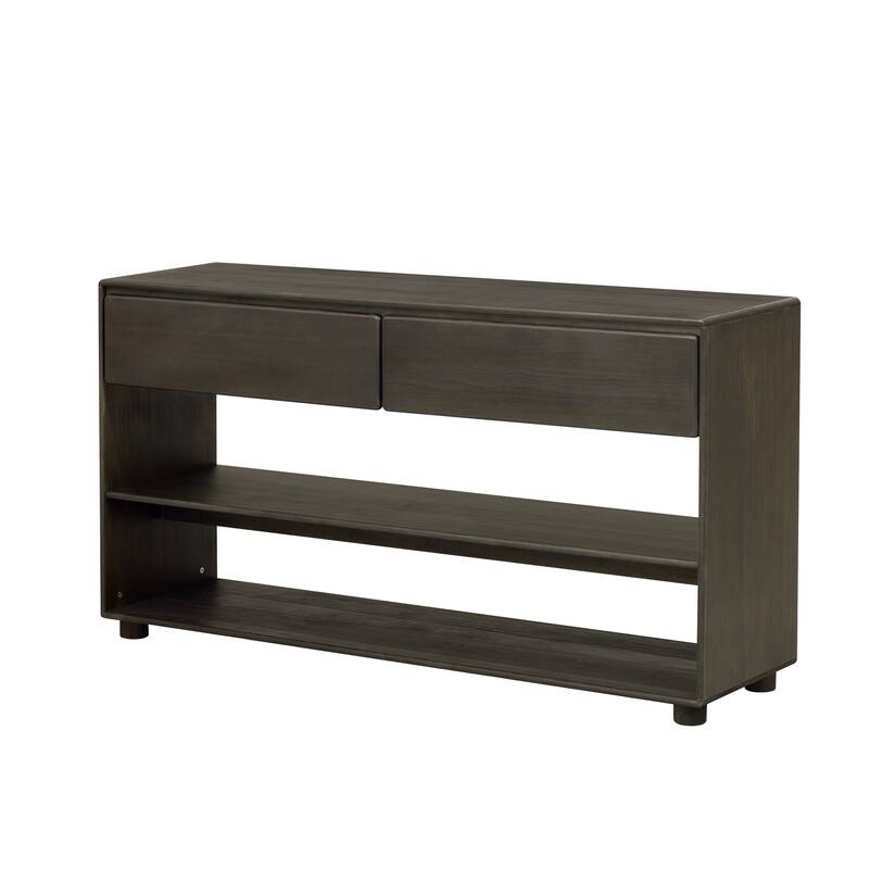 48" Solid Wood Console Table with 2 Drawers & Shelves