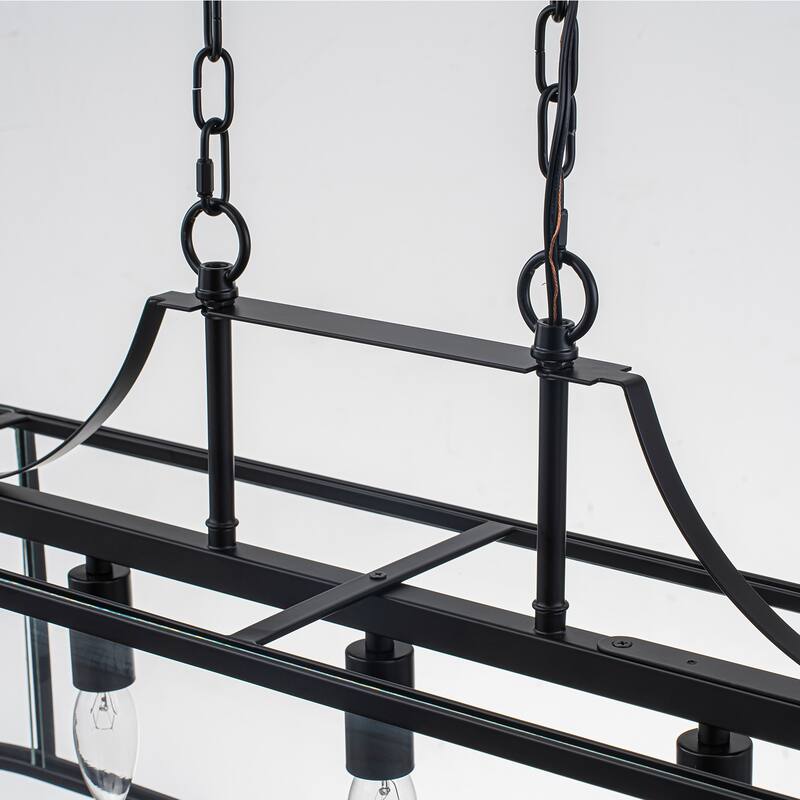 33 in. Rectangular Linear Kitchen Island Chandelier with Glass