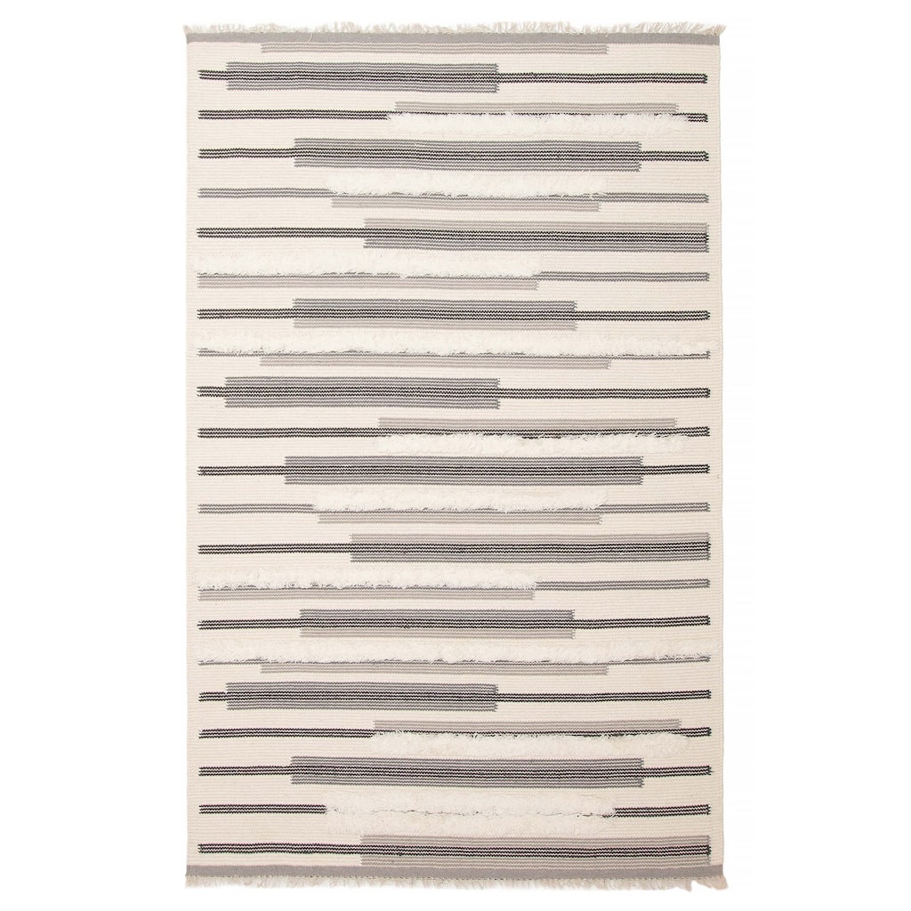 ECARPETGALLERY Hand Tufted Timeless Cream Wool Rug - 5'2 x 8'2